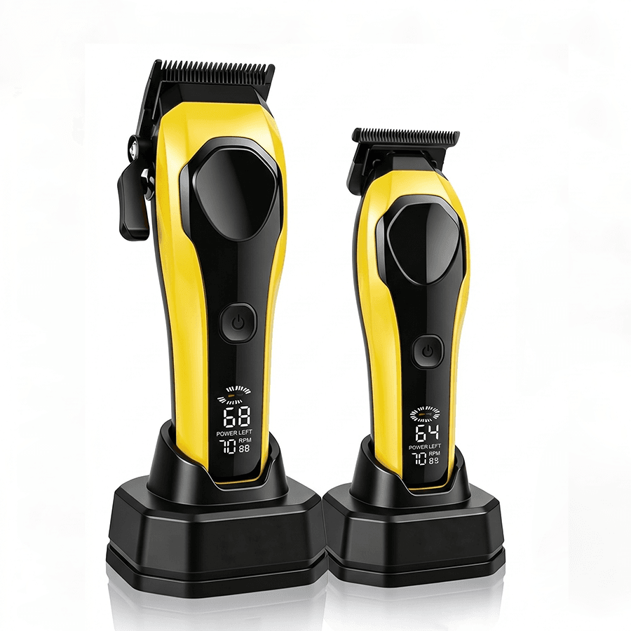 kezu Professional Cordless Hair Clipper & T-Blade Trimmer Set - 7500 RPM High-Speed Motor, LED Digital Display, Rechargeable Barber Kit with Charging Base for Men’s Fades, Beard & Home Grooming